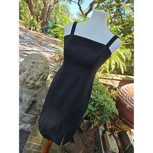 J.R. Nites by Caliendo‎ BLACK BEADED Cocktail Dress Front Slit LBD Lined Sz 4
